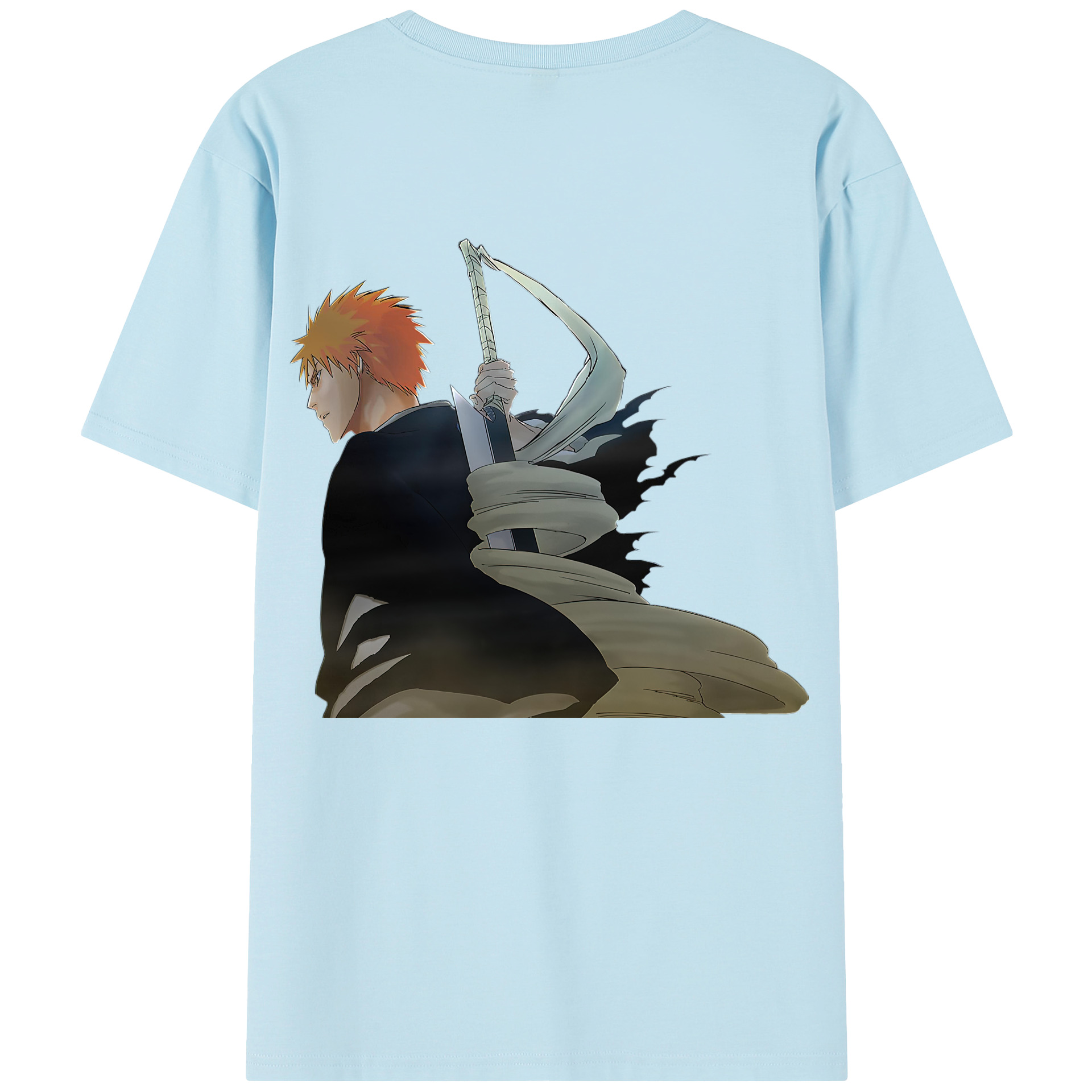 （画像用） ブリーチ 黒崎一護（くろさき いちご）BLEACH Kurosaki Ichigo 綿100％半袖Tシャツ（背面プリント）